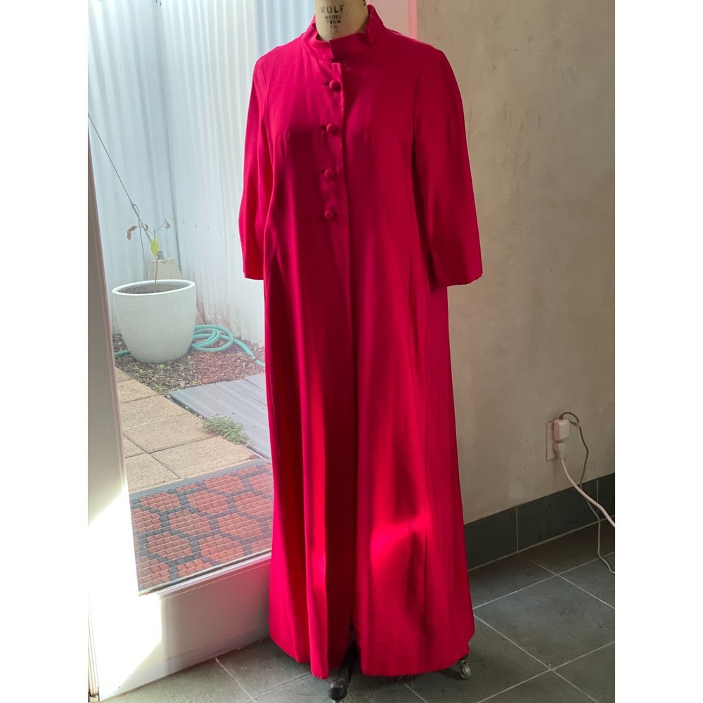 VTG Fuchsia Mandarin Collar 5 Button Evening Swing Coat Size L